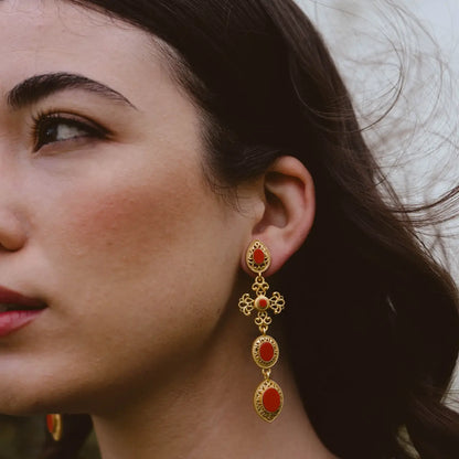 Pendientes Cruz Fuego Andaluz Rojo