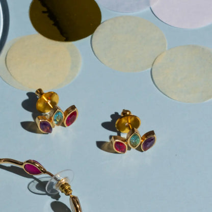 Pendientes Daisy Small Fucsia. Azul y Morado