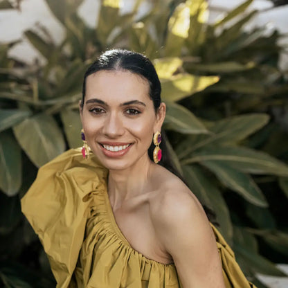 Pendientes Elenis Ed. Limitada Rough Morado y Fucsia