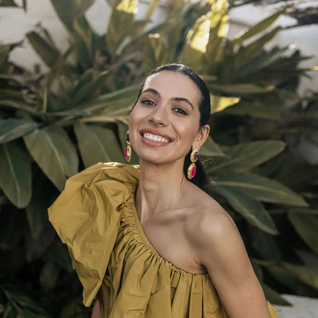 Pendientes Elenis Ed. Limitada Rough Morado y Fucsia