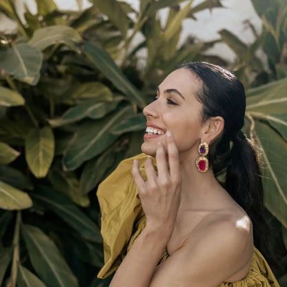 Pendientes Elenis Ed. Limitada Rough Morado y Fucsia