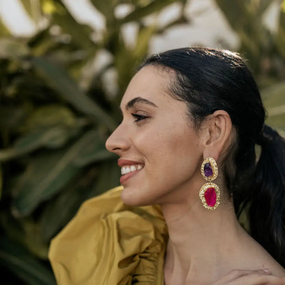 Pendientes Elenis Ed. Limitada Rough Morado y Fucsia