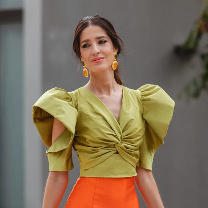 Pendientes Elenis Ed. Limitada Rough Verde y Amarillo