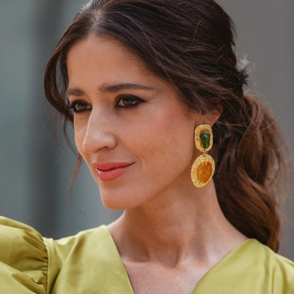 Pendientes Elenis Ed. Limitada Rough Verde y Amarillo