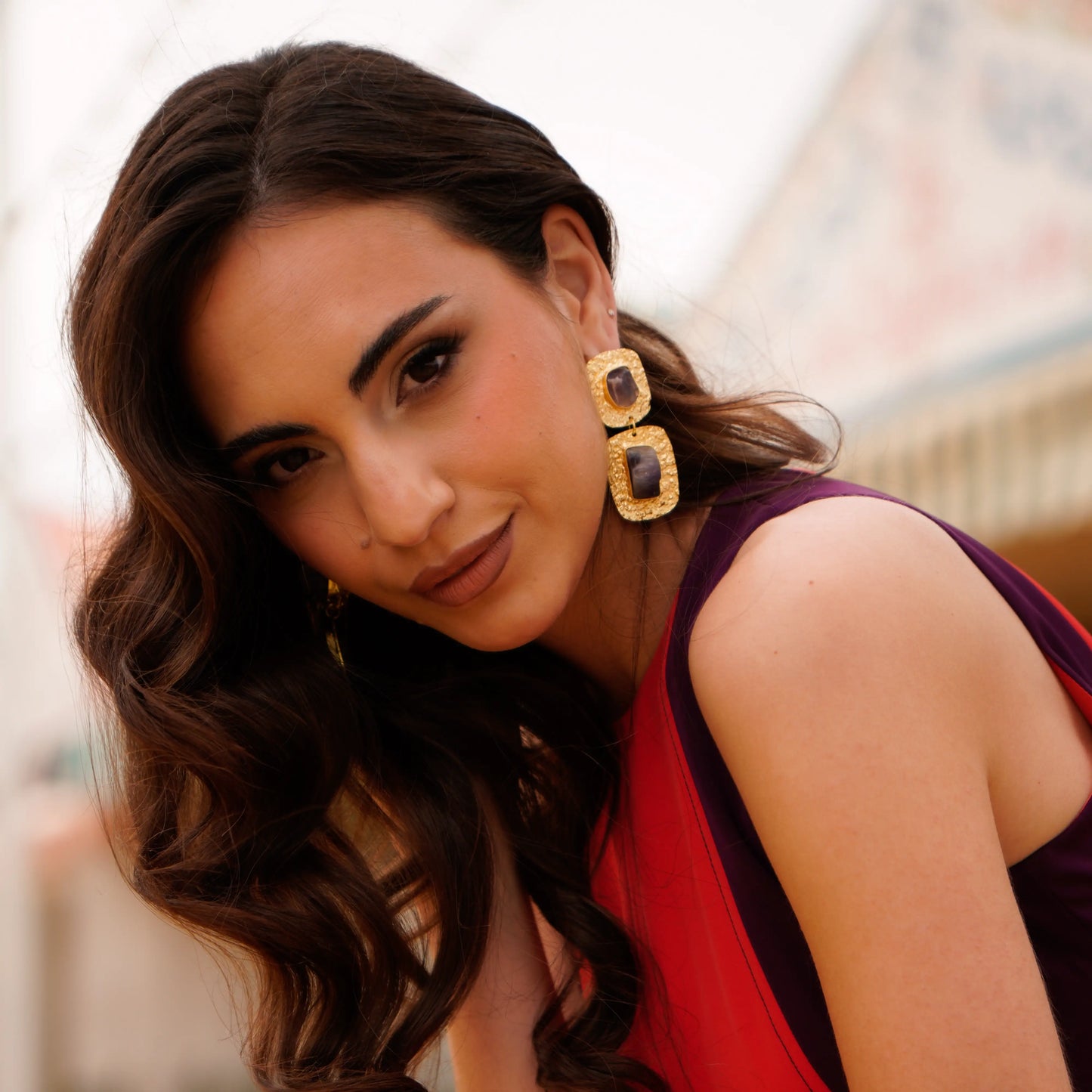 Pendientes Elenis Rough Morado