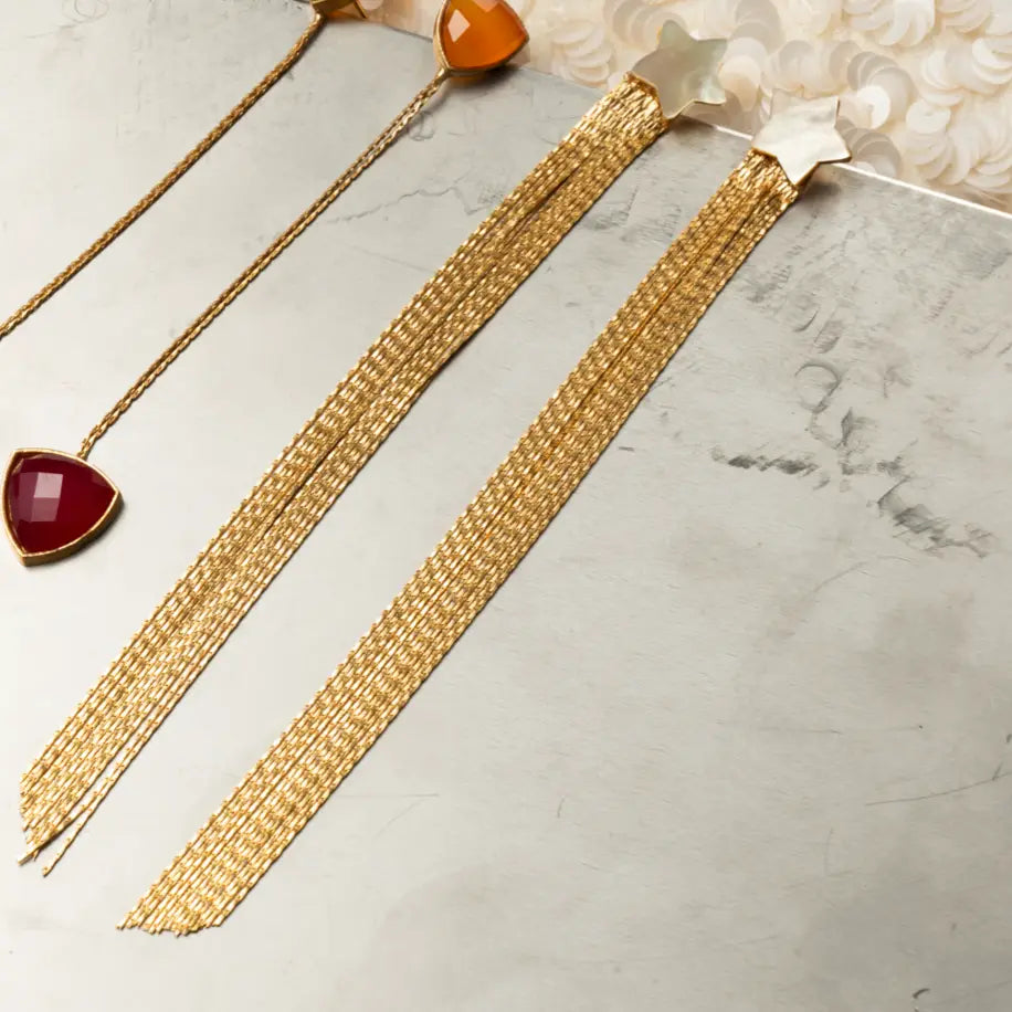 Pendientes Fili Flecos Blanco nácar