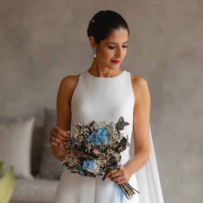 Pendientes Galera Plata Azul claro y Perla