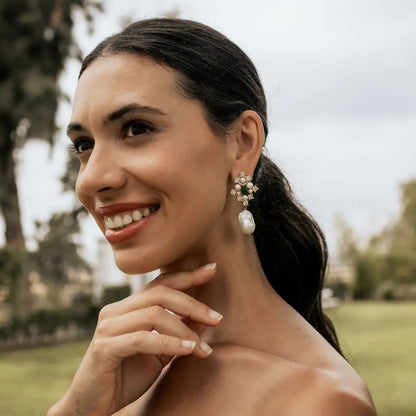 Pendientes Gallardo Shine, Verde y Perlas