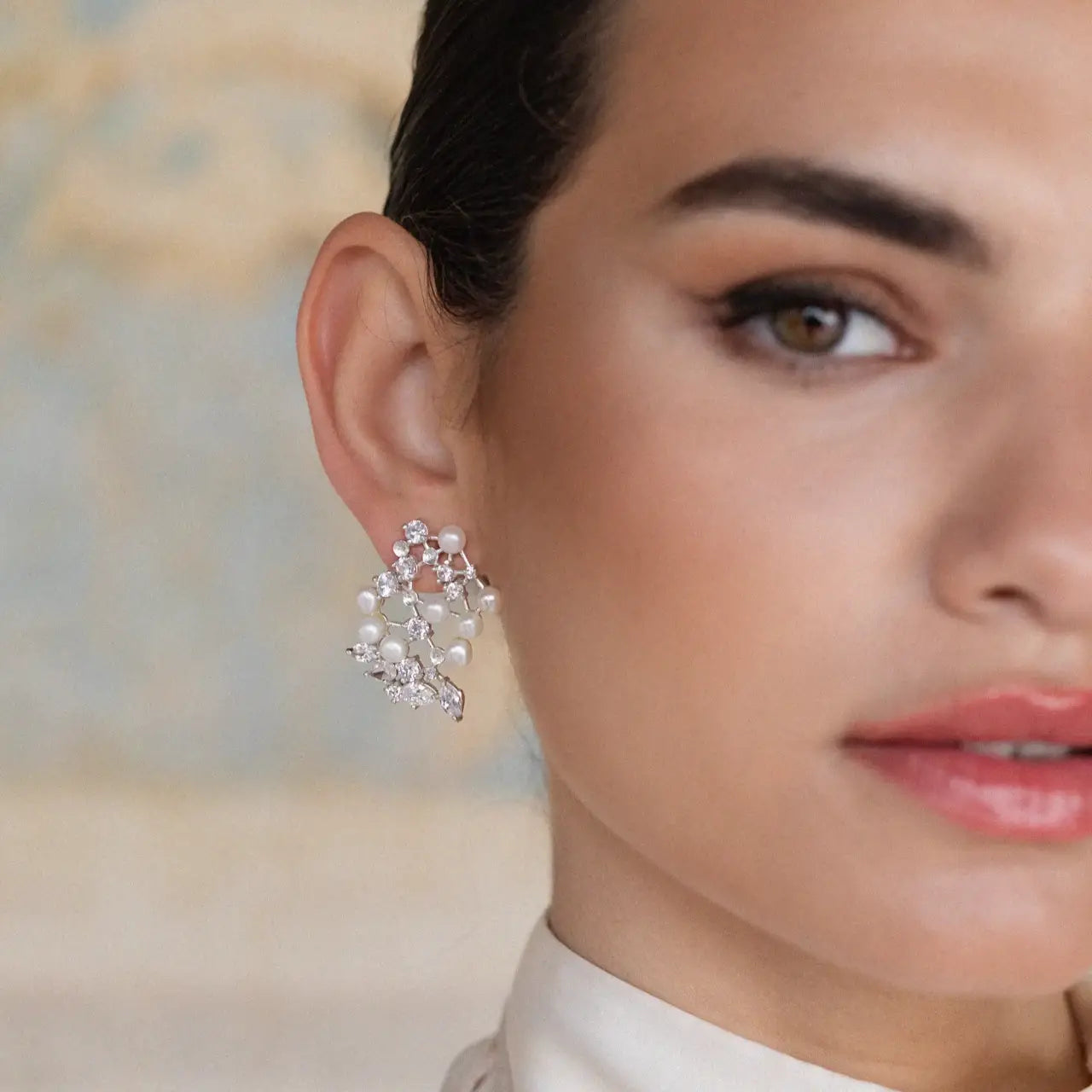 Pendientes Gina Plata Shine Perlas