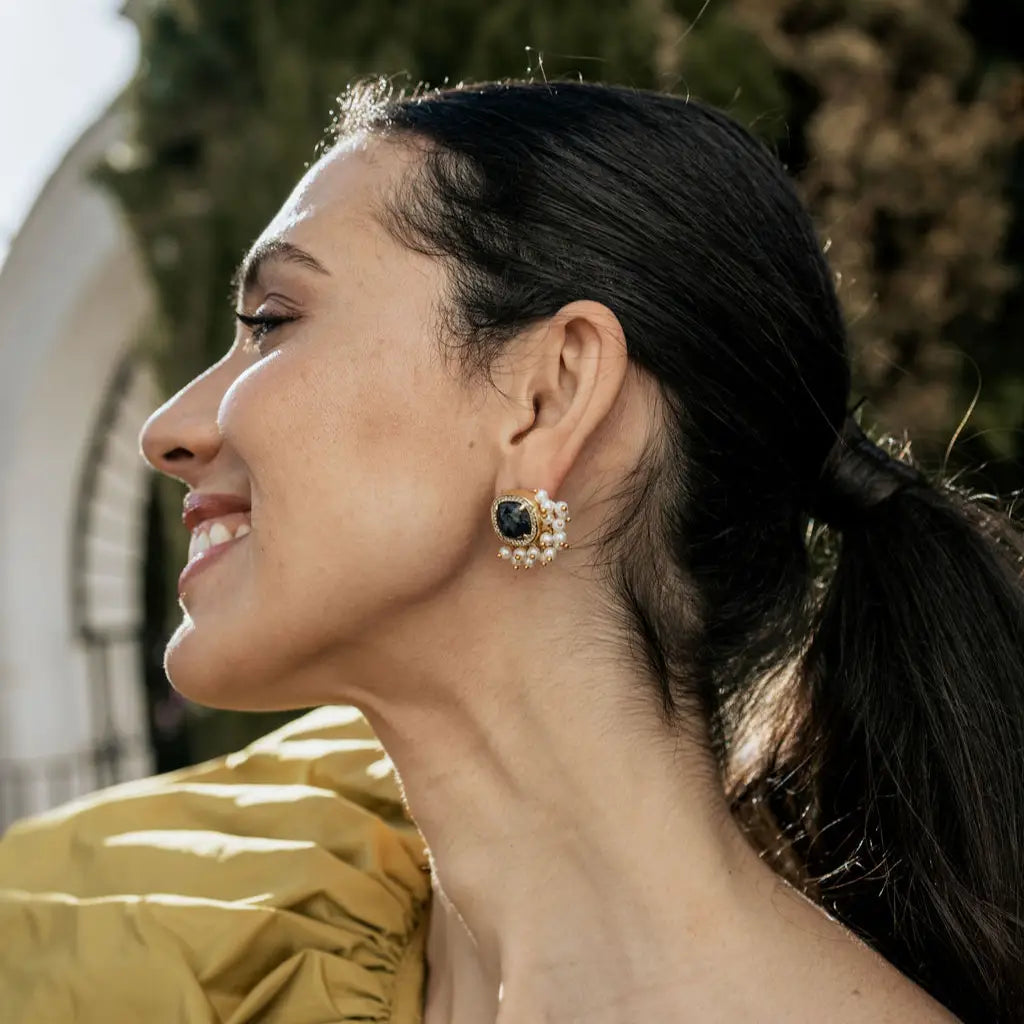 Pendientes Iro Zc Ed. Limitada Azul oscuro y Perlas