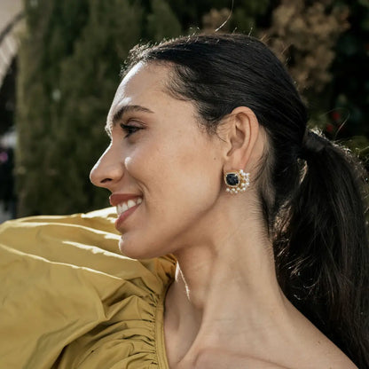 Pendientes Iro Zc Ed. Limitada Azul oscuro y Perlas