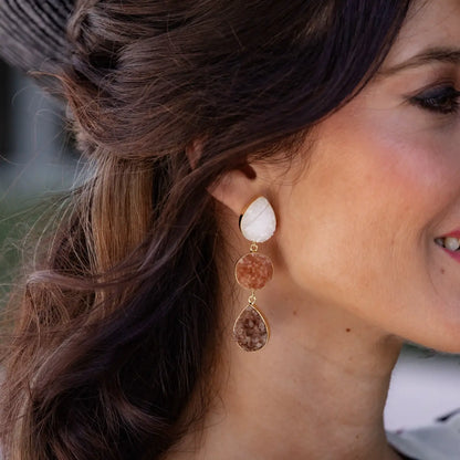 Mademoiselle Earrings White and Brown