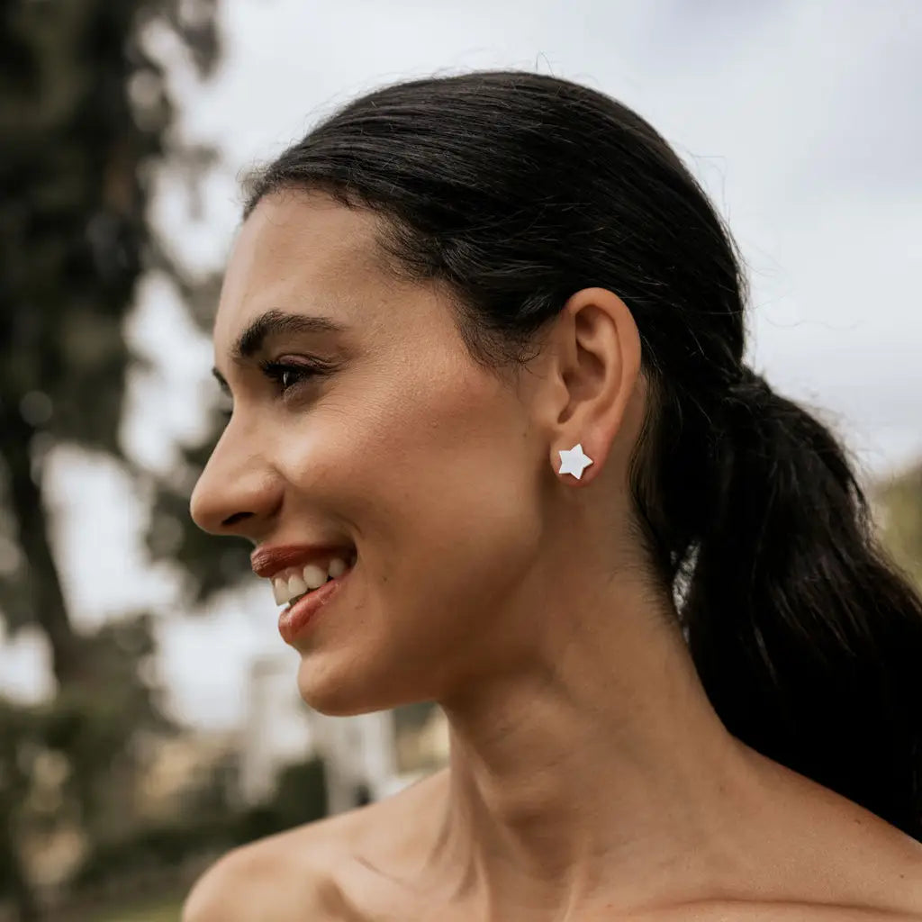 Pendientes Mini Star Blanco nácar