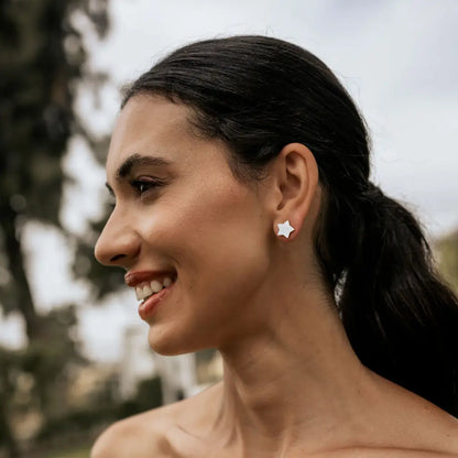 Pendientes Mini Star Blanco nácar
