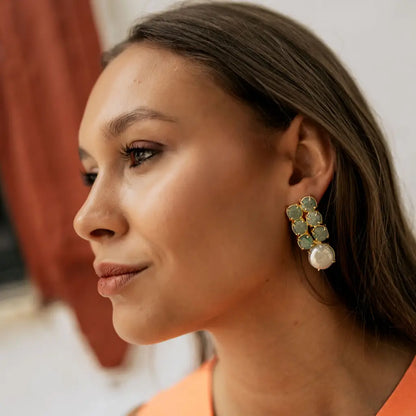 Pendientes Naima Ed. Limitada Amazonita y Perla