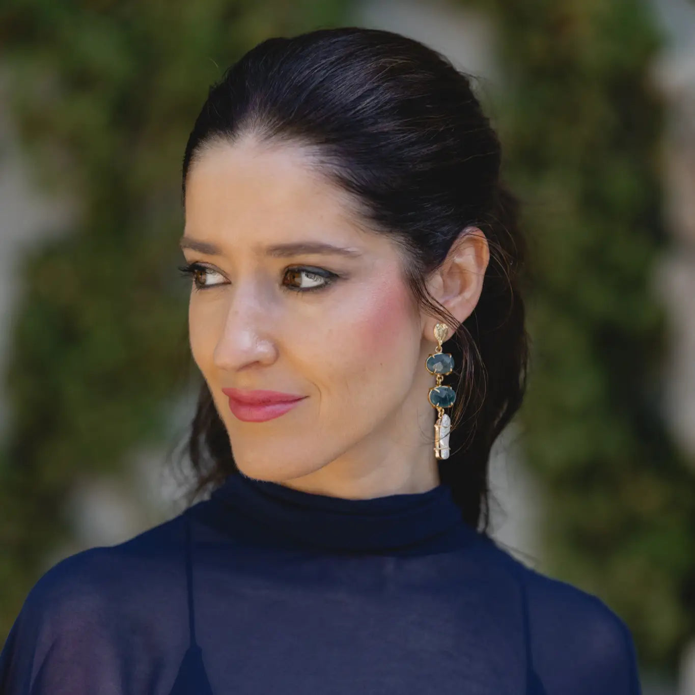 Neda Blue Apatite and Pearl Earrings