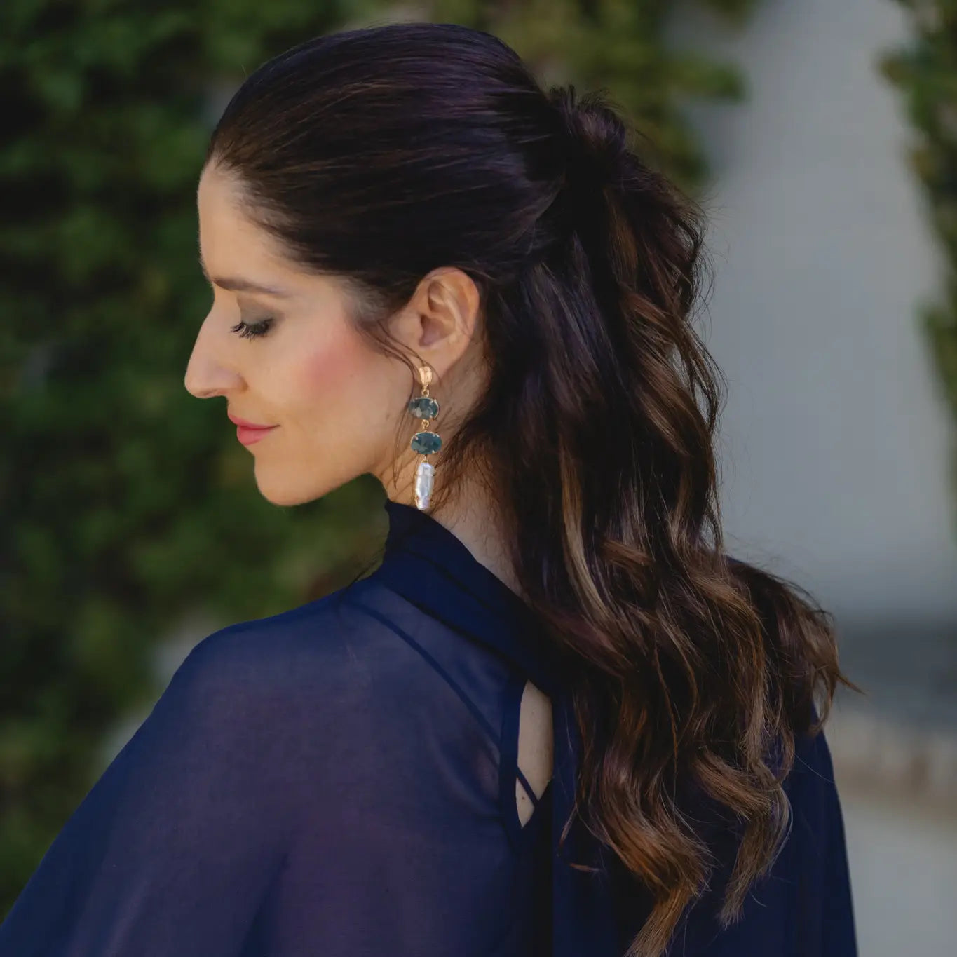 Neda Blue Apatite and Pearl Earrings