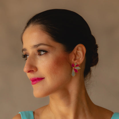 Pendientes Orava Fucsia y Verde agua