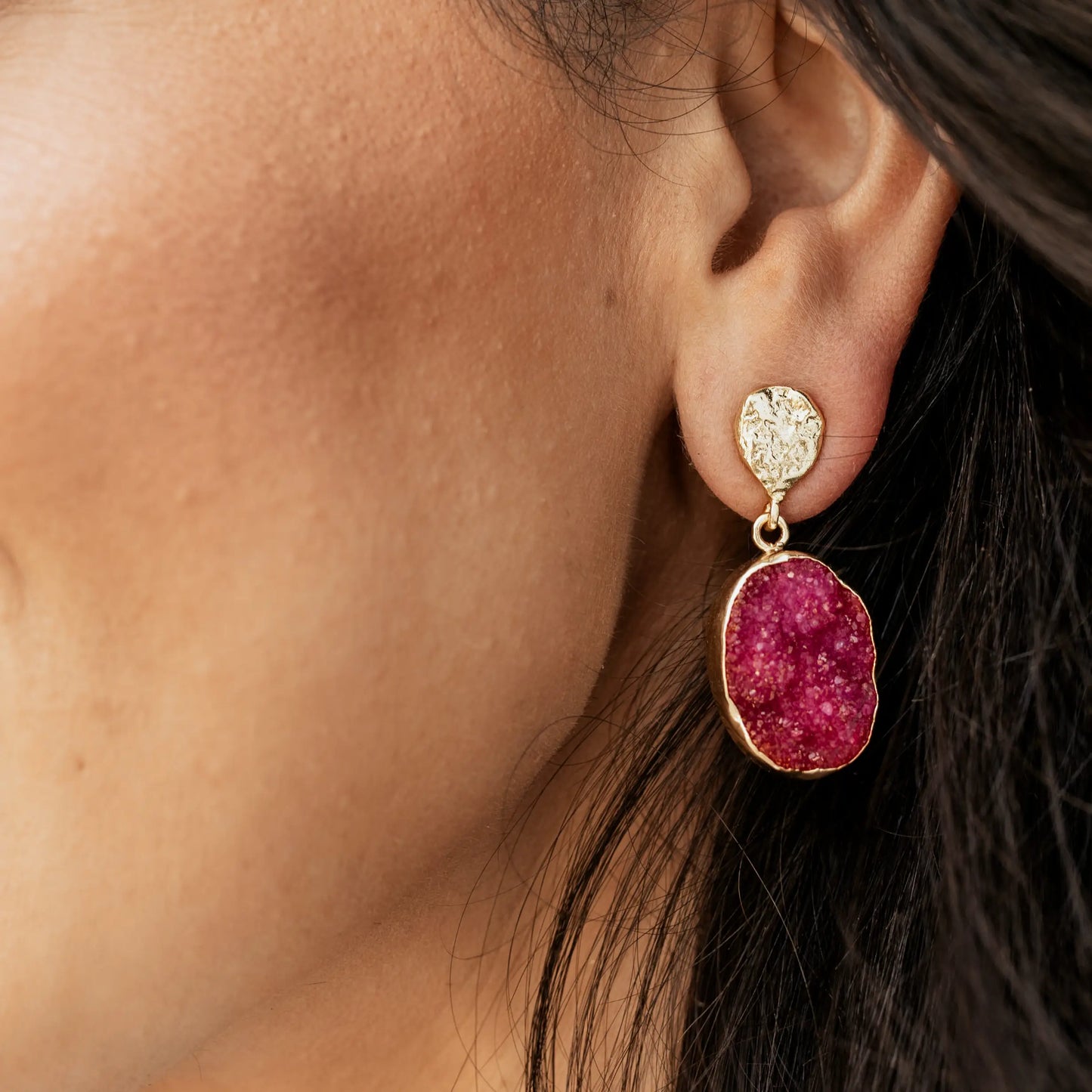 Pendientes Ovals Burdeos rosado