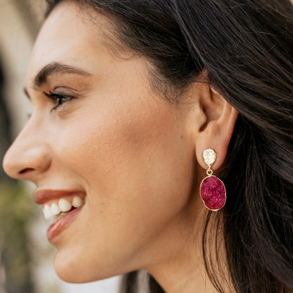 Pendientes Ovals Burdeos rosado
