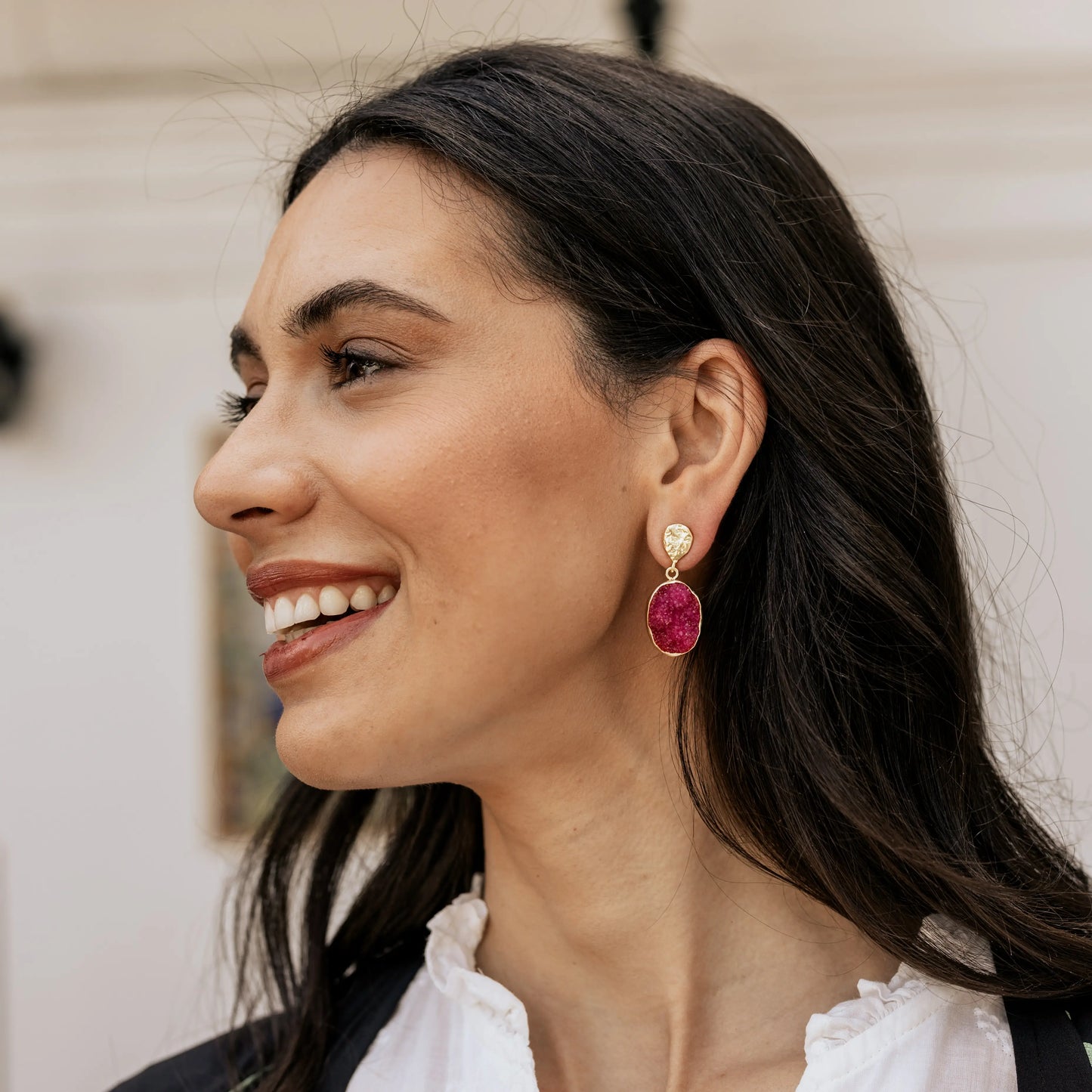 Pendientes Ovals Burdeos rosado