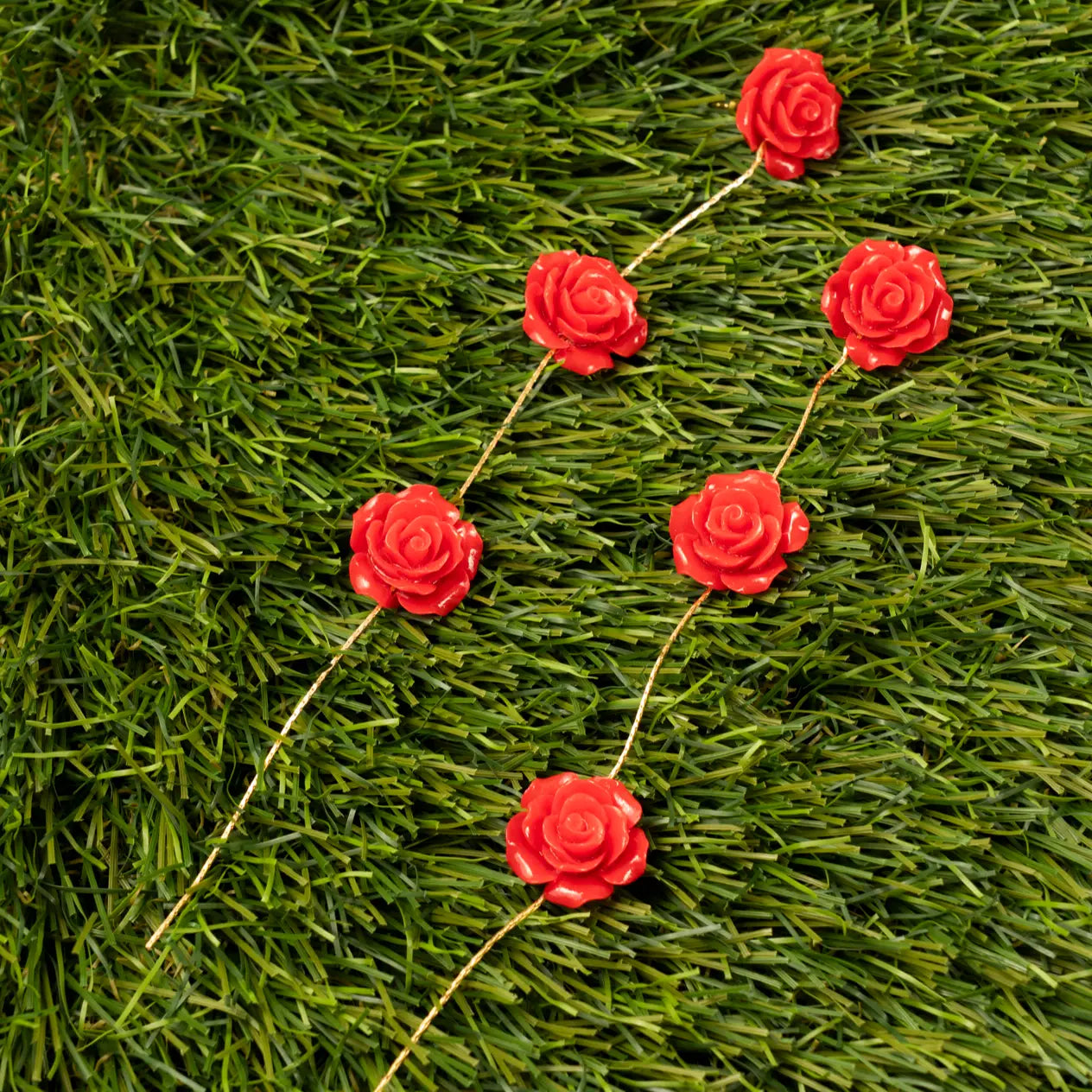 Pendientes Rociera 3 Flores Rojo