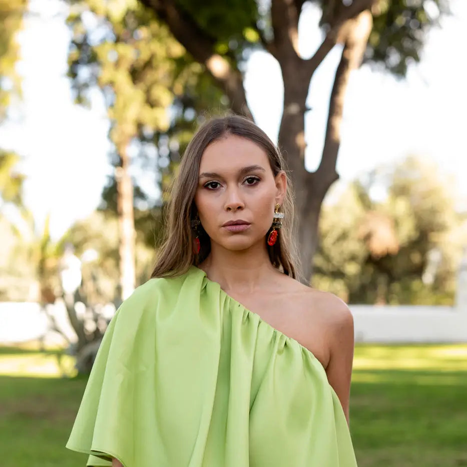 Pendientes Terral Rough Blanco, Verde y Naranja