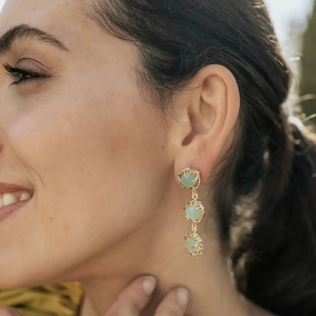 Pendientes Triología Verde agua Amazonita