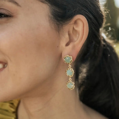 Pendientes Triología Verde agua Amazonita