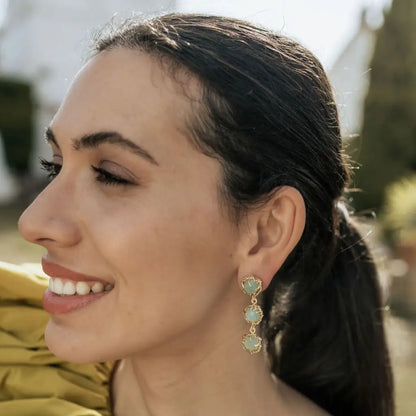 Pendientes Triología Verde agua Amazonita