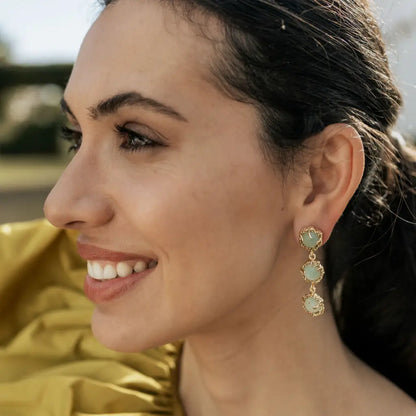 Pendientes Triología Verde agua Amazonita