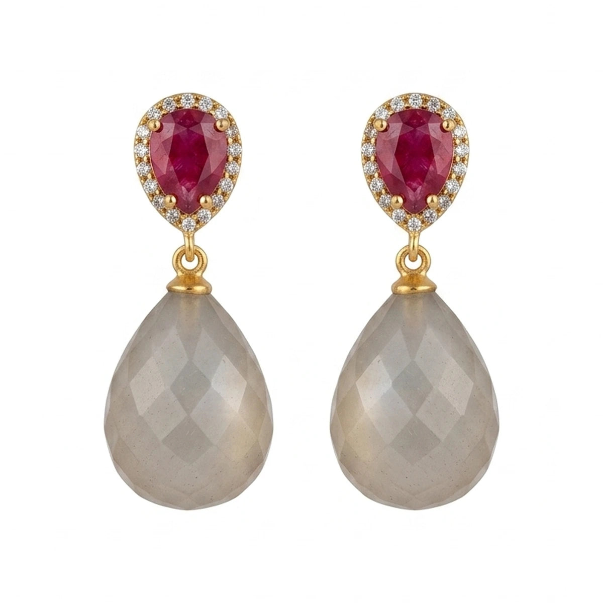 Pendientes Ambrosia Rubí y Gris