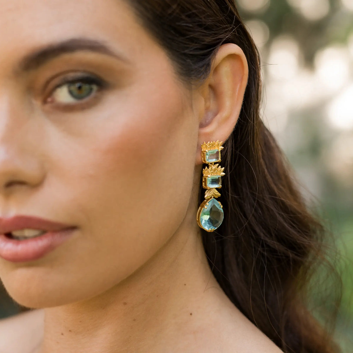 Pendientes Aquarelle Azul claro aguamarina