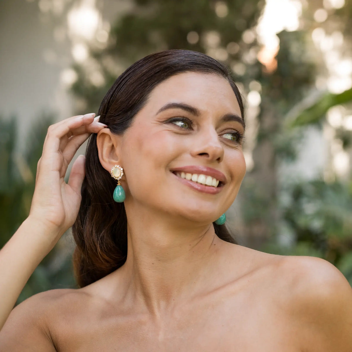 Pendientes Aquella Shine, Nácar y Amazonita