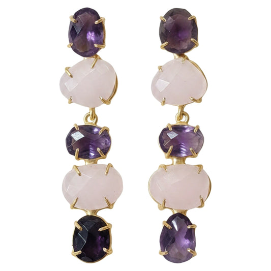 Pendientes Barokki Ed. Limitada Morado amatista y Rosa