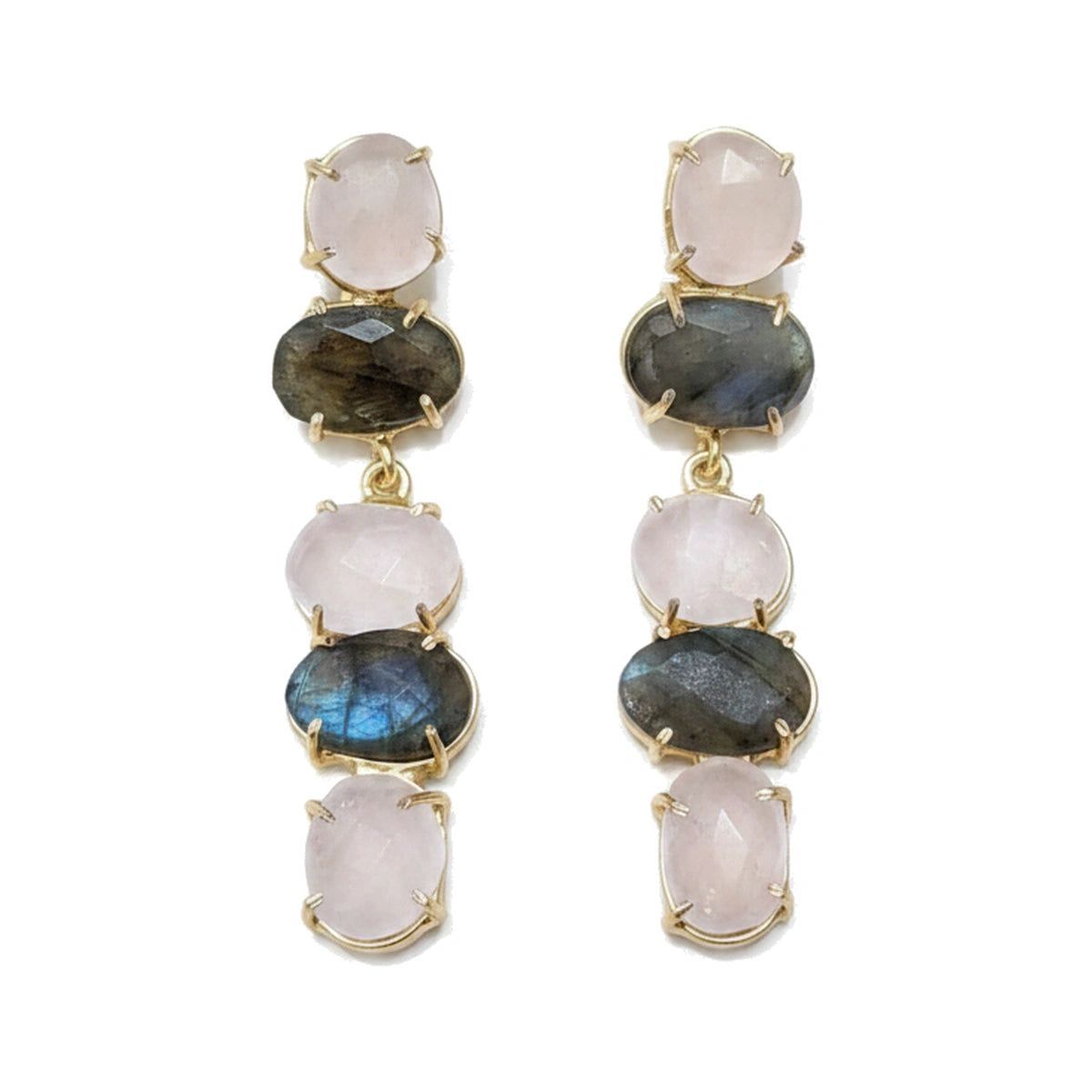 Pendientes Barokki Ed. Limitada Rosa cuarzo y Labradorita