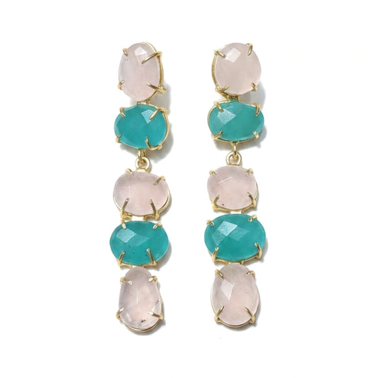 Pendientes Barokki Ed. Limitada Rosa cuarzo y Verde agua