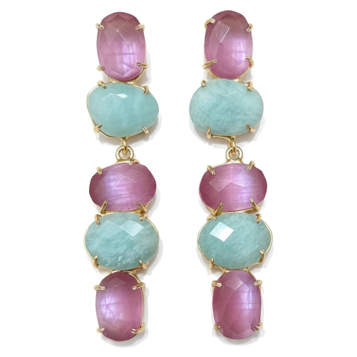 Pendientes Barokki Ed. Limitada Rosa dark y Verde agua amazonita