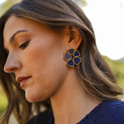 Pendientes Flor Batres Azul Lapis