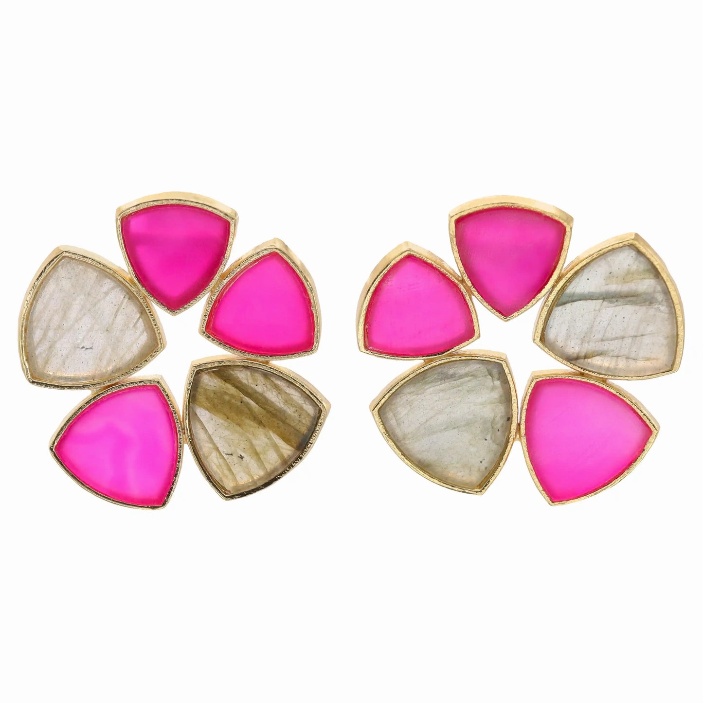 Pendientes Flor Batres Fucsia y Labradorita