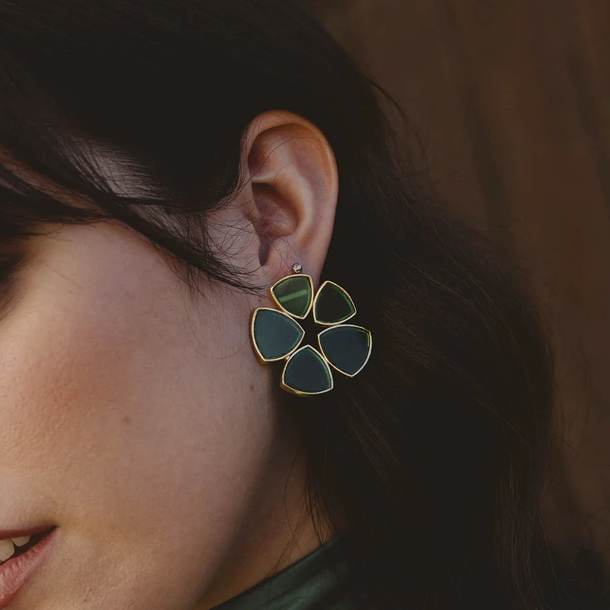 Pendientes Flor Batres Verde