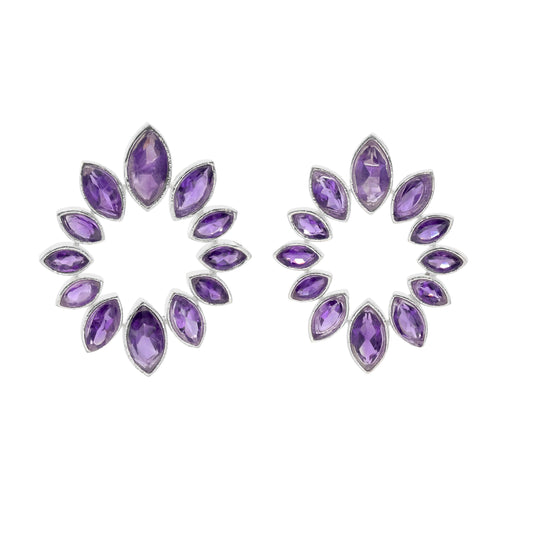 Pendientes Belmonte Plata Morado Amatista