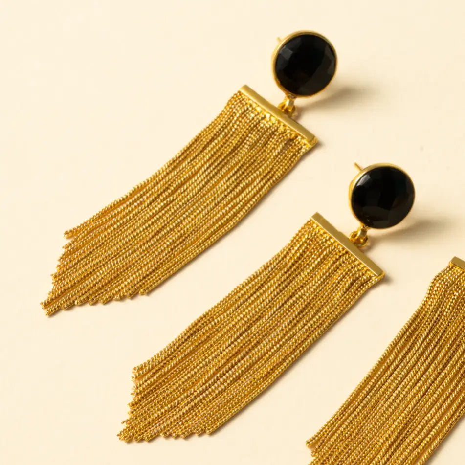 Black Tassel Fringe Earrings