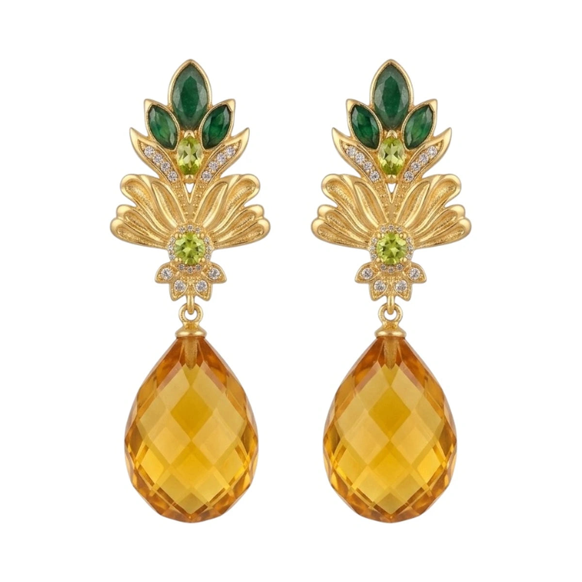 Pendientes Bromelia Verde y Mostaza