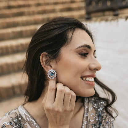 Cilla Silver Earrings Blue Turquoise