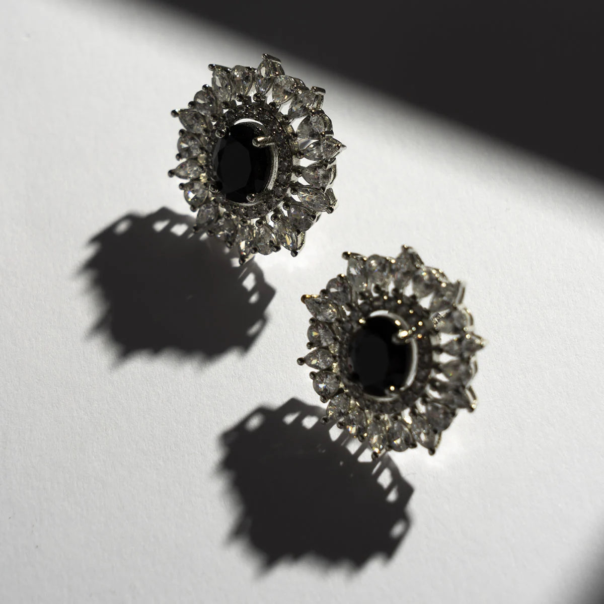 Pendientes Cilla Plata Negro