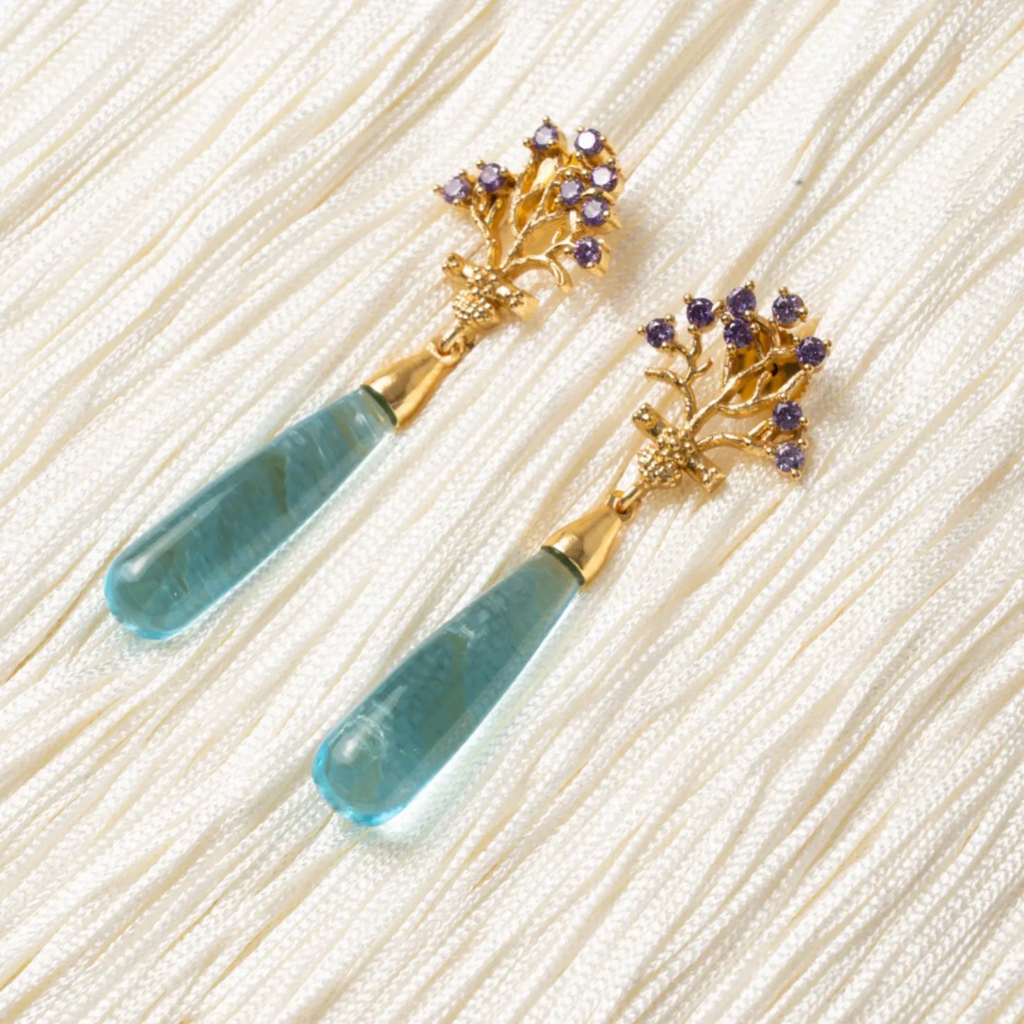 Pendientes Copla Morado y Azul Claro