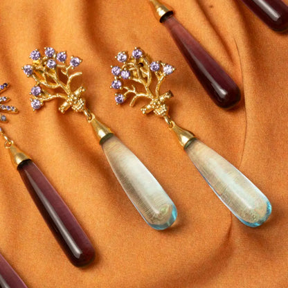 Pendientes Copla Morado y Azul Claro