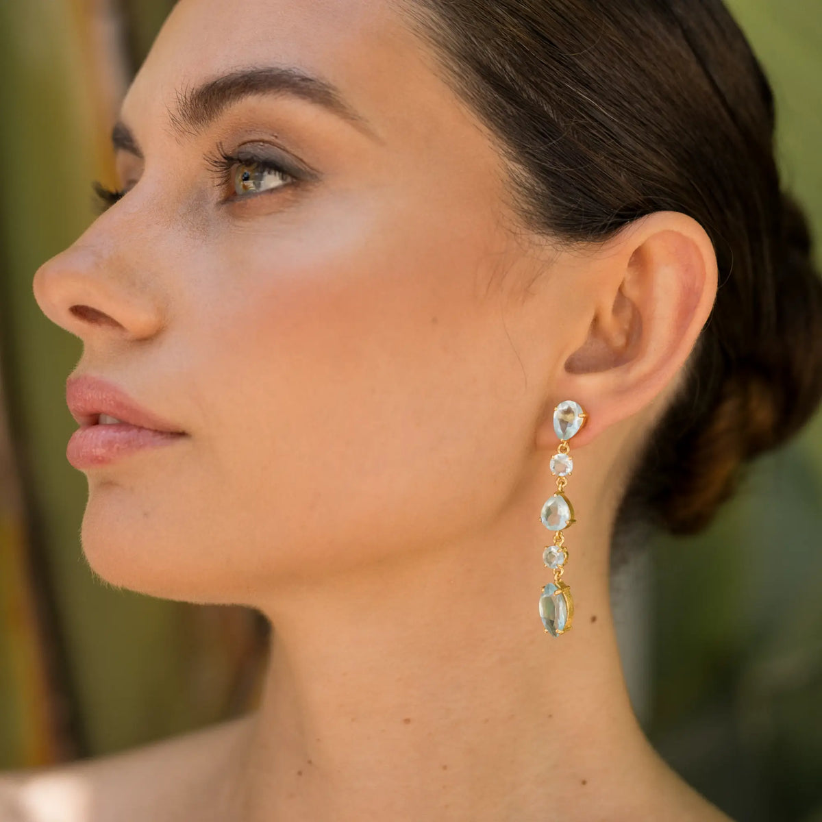 Pendientes Cristalina Azul claro aguamarina
