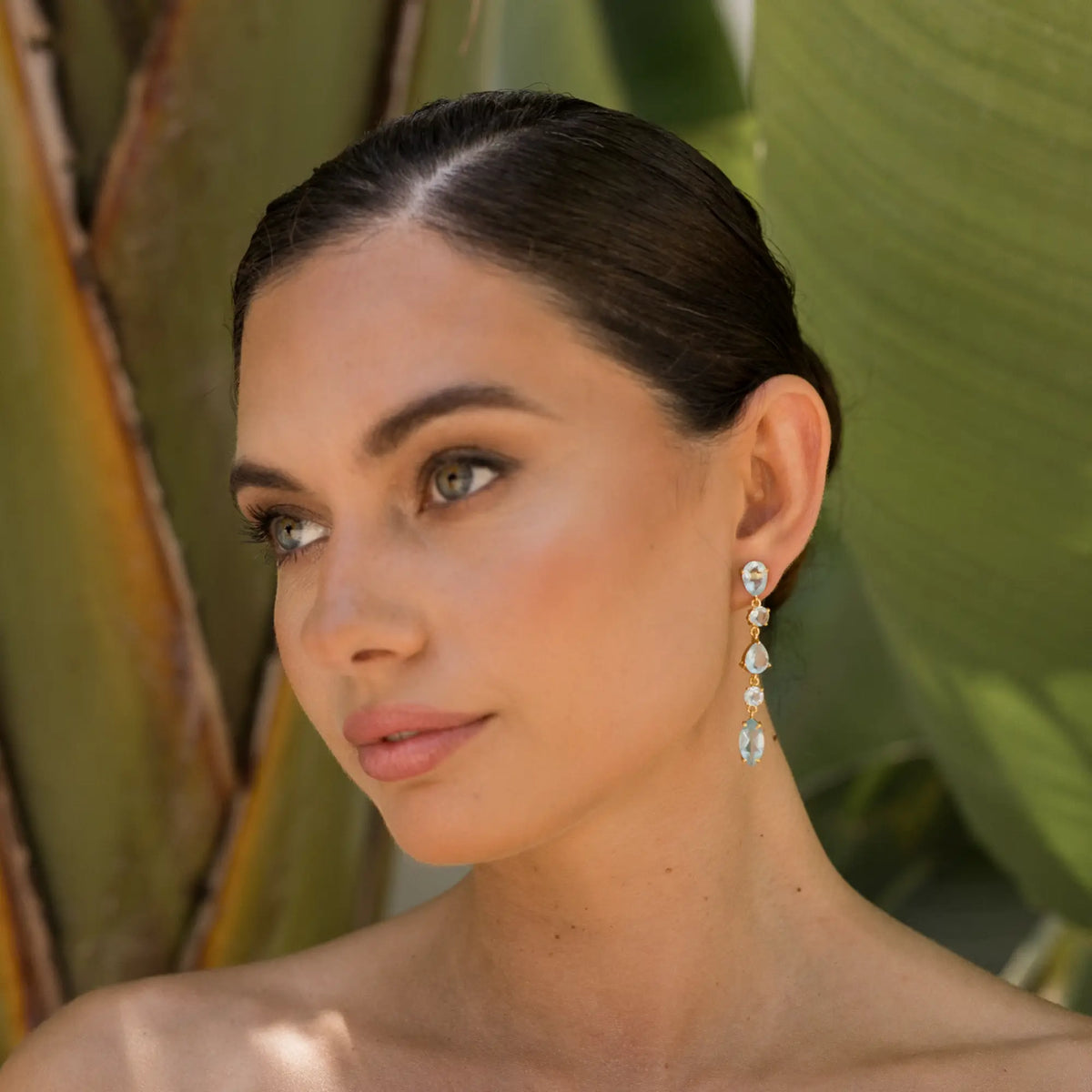 Pendientes Cristalina Azul claro aguamarina